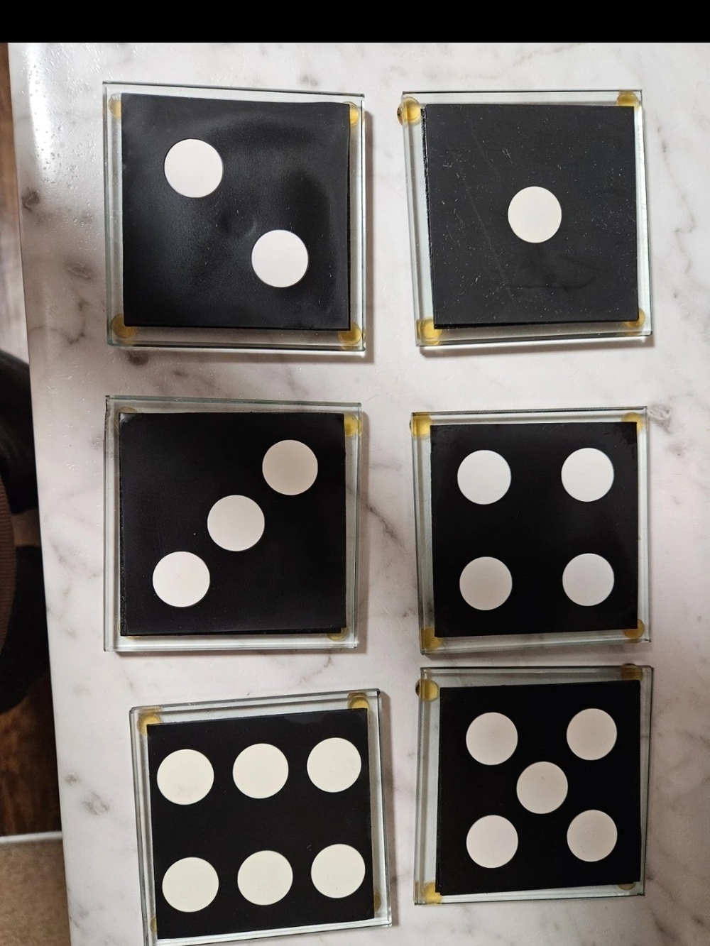 Black & White Domino Tile Coasters - Set of 6